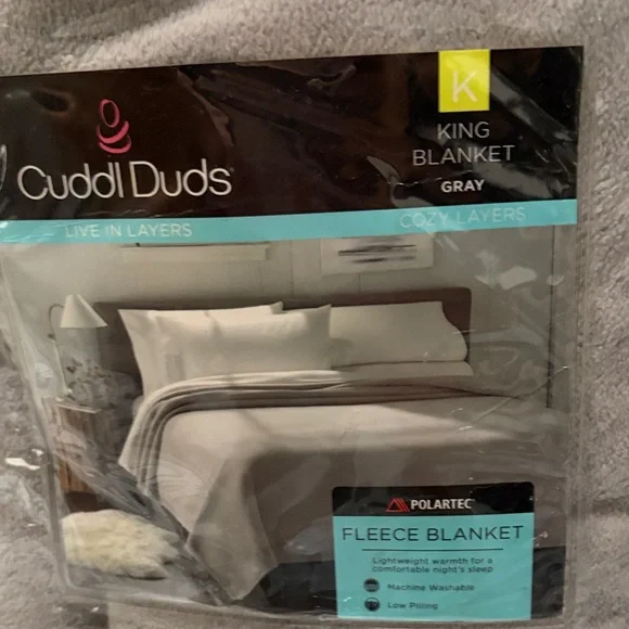 Cuddl Duds Soft Gray Fleece Blanket King - Picture 3 of 6